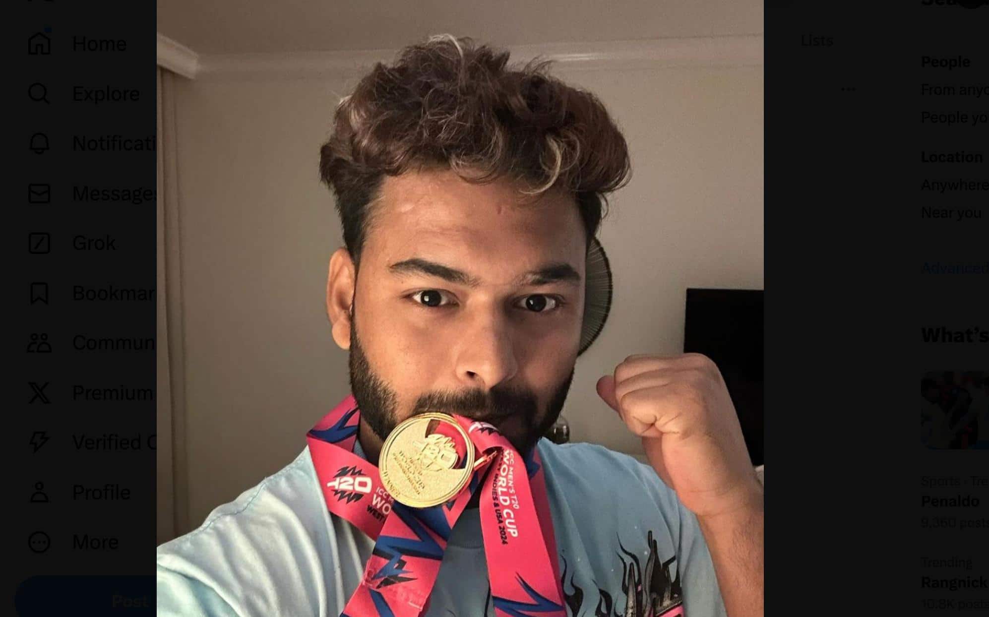 Rishabh Pant biting his winning medal [X]
